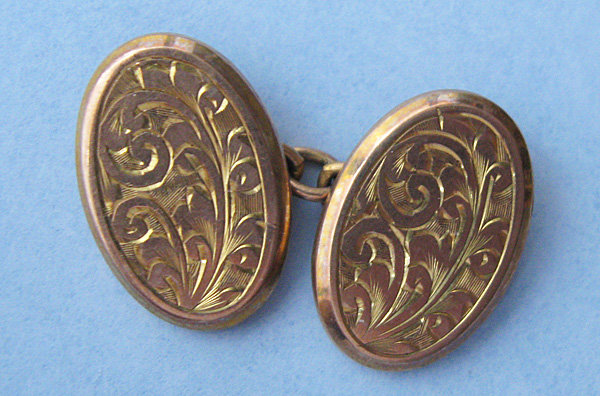 English Engraved Gold Cuff Links