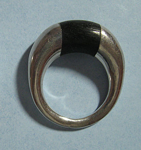 Modernist Silver and Rosewood Ring