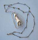 Handmade Sterling and Shell Pendant with Chain