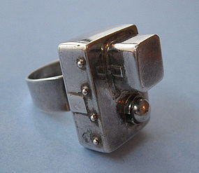 Sterling Handmade Architectural Ring, c. 1975