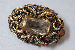 Hungarian Silver Gilt and Citrine Brooch