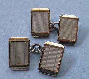 Silver, Gold and Mother-of-Pearl Cuff Links, c. 1960