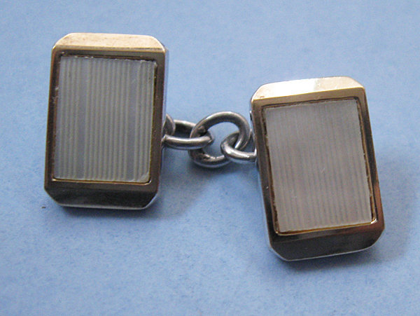 Silver, Gold and Mother-of-Pearl Cuff Links, c. 1960