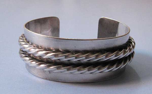 Sterling Cuff with Rope Motif, c. 1970
