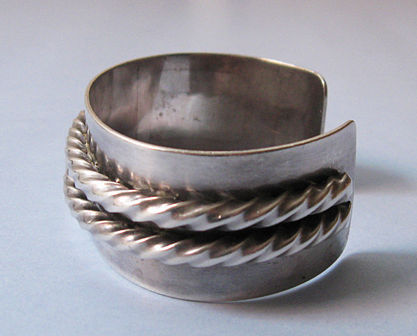 Sterling Cuff with Rope Motif, c. 1970