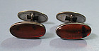 European Silver and Amber Cuff Links