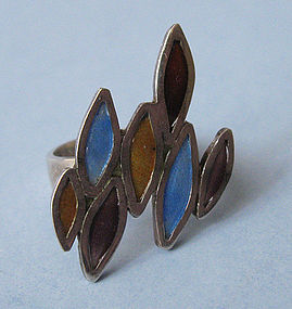 Sterling and Enamel Ring, c. 1975