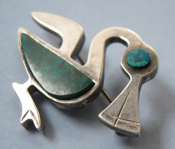 Peruvian Sterling and Stone Pin