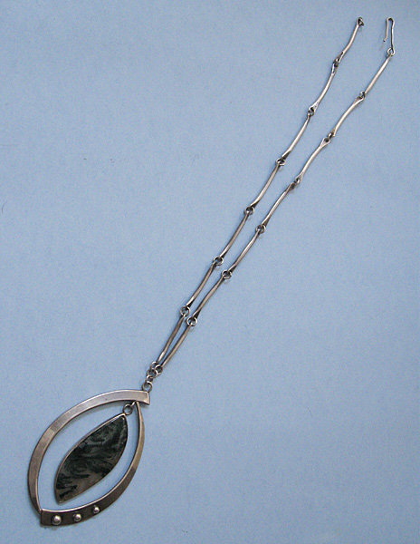Handmade Sterling and Agate Pendant, Chain