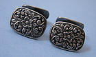 Embossed Floral Silver Cuff Links, c. 1960