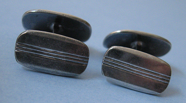 Embossed Floral Silver Cuff Links, c. 1960