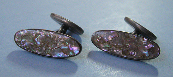 Sterling and Abalone Cuff Links, c. 1935