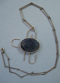 Sterling Chain with Stone Pendant, c. 1970