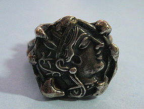Large Silver Classical Ring, c. 1970