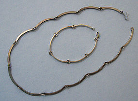 Mexican Sterling Necklace and Bracelet, c. 1970