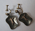 Mexican Modernist Sterling Drop Earrings