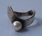 ‘Phyllis’ Sterling and Pearl Ring, c. 1970