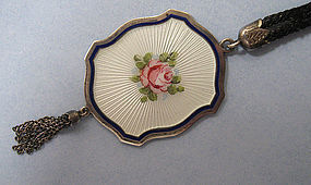 Sterling and Enamel Pendant on Cord