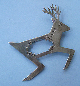 Sterling Reindeer Pin, Navajo