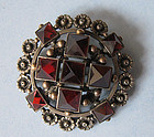 European Silver and Brooch Set with Glass