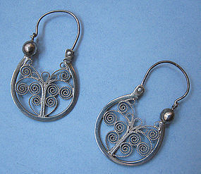 Mexican Sterling Wirework Earrings