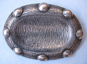 Handmade Polish Silver Oval Pin