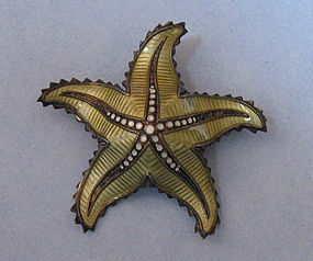 Norwegian Sterling and Enamel Starfish Pin