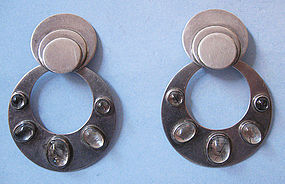 Sterling and Quartz Hoop Earrings