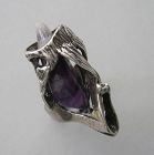 Sterling Abstract Ring with Amethyst