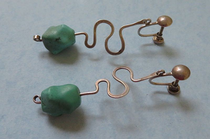 Sterling Earrings with Faux Turquoise Drops