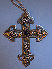 Sterling, Gold, Amethyst Cross and Chain