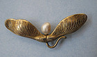 American Silver Gilt and Pearl Maple Seed Pin
