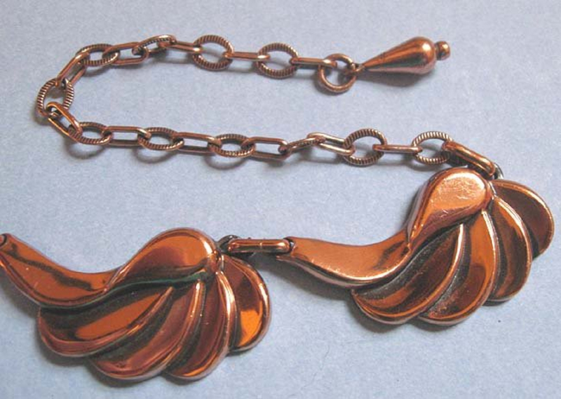Renoir Copper Scroll Necklace, c. 1960