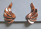 Renoir Copper Scroll Earrings, c. 1960