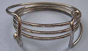 Chromium Bangle Bracelet, Abstract Design