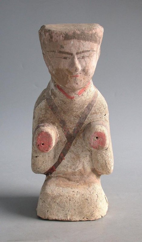 Chinese Han Dynasty Painted Pottery Figure (10.25" / 26cm)