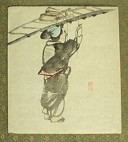 Fine Japanese Shijo Drawing by Dozan. Late Edo Period