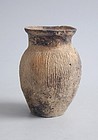 Chinese Neolithic Qijia Culture Cord-Impressed Pottery Jar