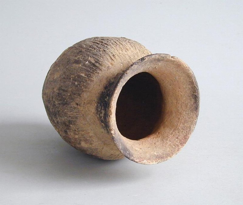 Chinese Neolithic Qijia Culture Cord-Impressed Pottery Jar