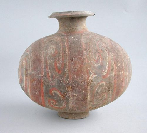 Chinese Han Dynasty Painted Pottery Cocoon Jar