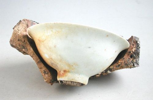Chinese Song Dynasty Qingbai Porcelain Bowl in Kiln Saggar Study Piece