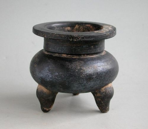 Fine & Rare Chinese Yuan Dynasty Black Pottery Censer