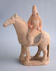 Rare Chinese Tang Dynasty Painted Pottery Horse & Rider