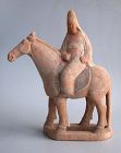 Chinese Tang Dynasty Pottery Horse & Rider with Oxford TL Test