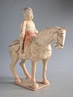 Chinese Tang Dynasty White Pottery Horse & Rider