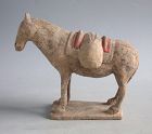 Rare Chinese Northern Wei Dynasty Painted Pottery Pack Horse