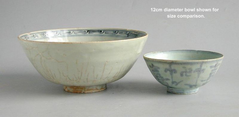 Large Chinese Ming Dynasty Blue &amp; White Porcelain Bowl - Fo Dog