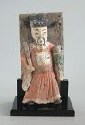Chinese Ming Dynasty Painted Pottery Mandarin Tile (with stand)