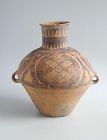Large Chinese Neolithic Machang Phase Painted Pottery Jar