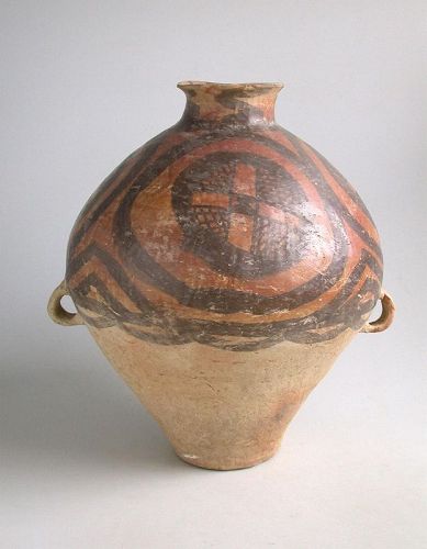 Large Chinese Neolithic Machang Phase Painted Pottery Jar Liuwan